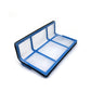 Blue-and-black filter frame tray with white filter media inside