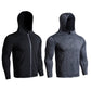 SIGETU men hooded zip coat, black and heather gray, zip-front hoodies shown