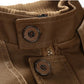 Khaki leather jacket cuff with round snap buttons and ribbed collar