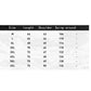 Vest size chart table with size, length, shoulder, and swing measurements
