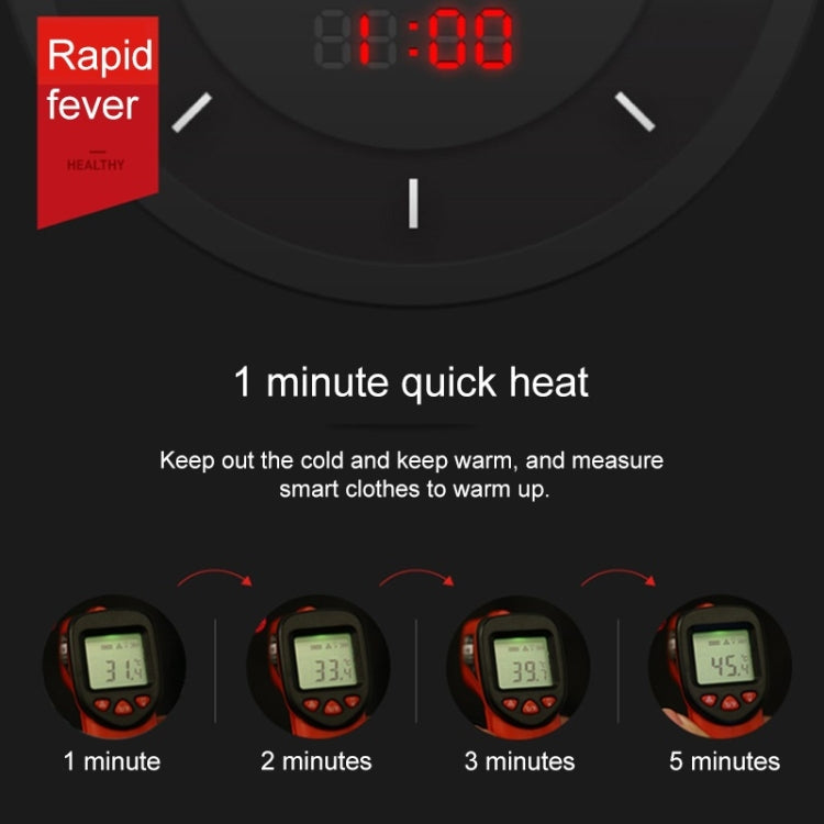 Heated puffer coat control with temperature timer display