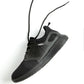 Black electrical-insulating work shoes angled view with lace-up and side panel