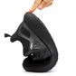 Black electrical-insulating work shoes heel and side details with protective rubber pad
