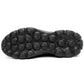 Black safety shoe with grippy rubber outsole traction tread