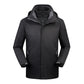 Men's storm jacket with attached hood and full front zip, dark gray/black
