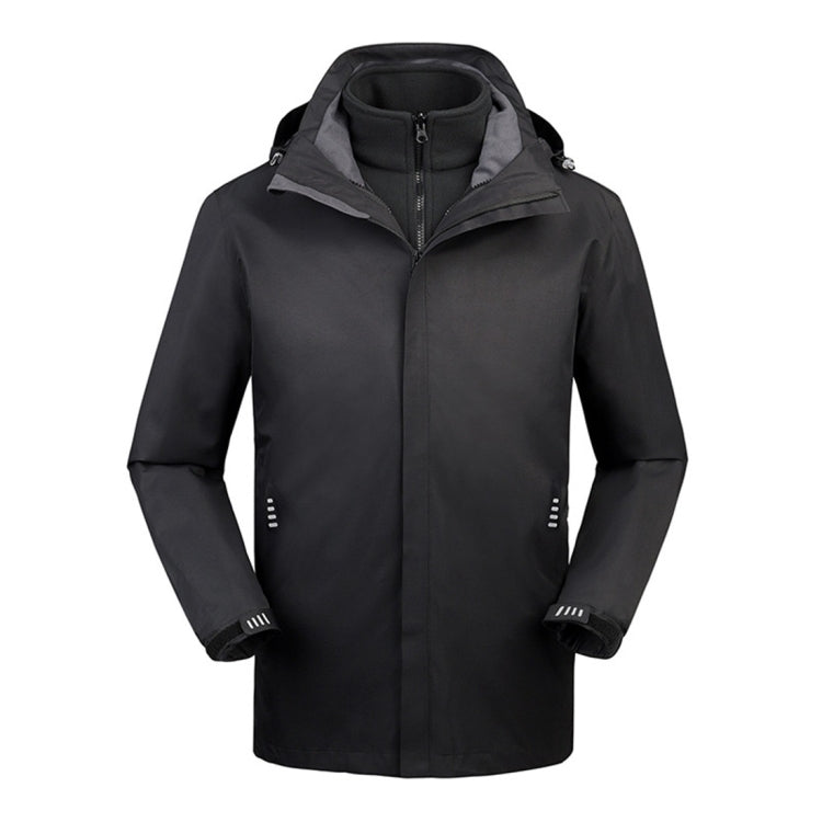 Men's storm jacket with attached hood and full front zip, dark gray/black