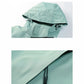 Light mint storm jacket hood with adjustable drawstring and front zip