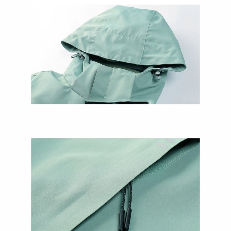 Light mint storm jacket hood with adjustable drawstring and front zip
