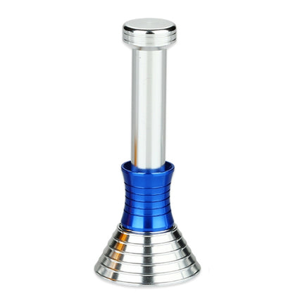 Desktop anti-stress magnet toy with blue base and silver vertical chamber