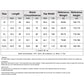 Size chart for men's fitness shorts with length, waist, hip width, weight, and height ranges