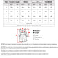 Size chart table with measurements for S, M, L, XL including waist and lengths