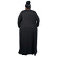 Back view of black three-piece lounge set: long duster, cropped tank, wide-leg pants