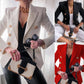 Solid Color Slim Long-sleeved Cardigan Short Suit Jacket for Ladies, S, M, L, XL