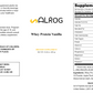 Supplement Facts panel for ALROG whey protein vanilla powder